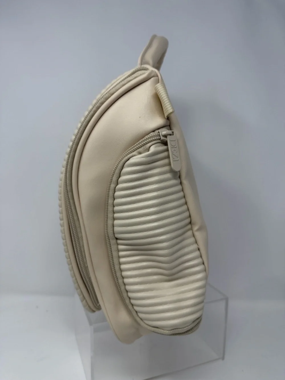 DEZI Ivory Ribbed Top-Handle Backpack - Picture 2 of 9